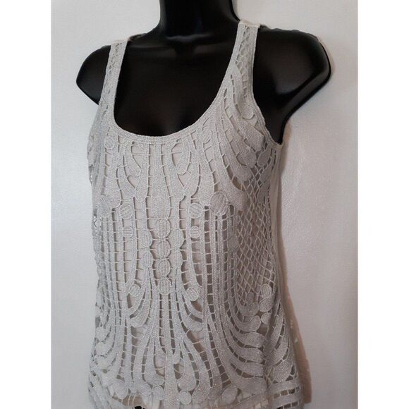 Express silver shimmery lace tank top - Picture 3 of 4